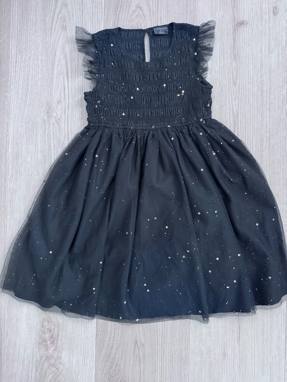 Crewcuts Black Glitter Star Tulle Dress for Kids